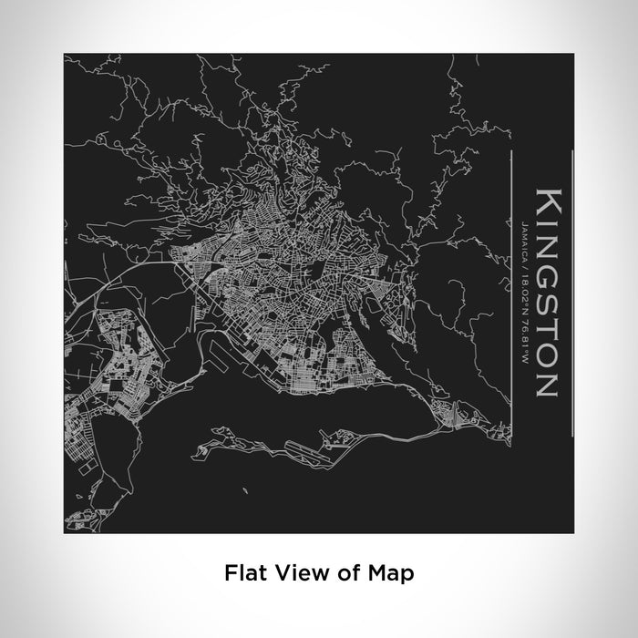 Rendered View of Kingston Jamaica Map Engraving on 17oz Stainless Steel Insulated Tumbler in Black