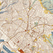 Kingston Jamaica Map Print in Woodblock Style Zoomed In Close Up Showing Details
