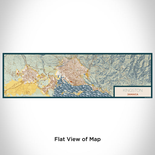 Flat View of Map Custom Kingston Jamaica Map Enamel Mug in Woodblock