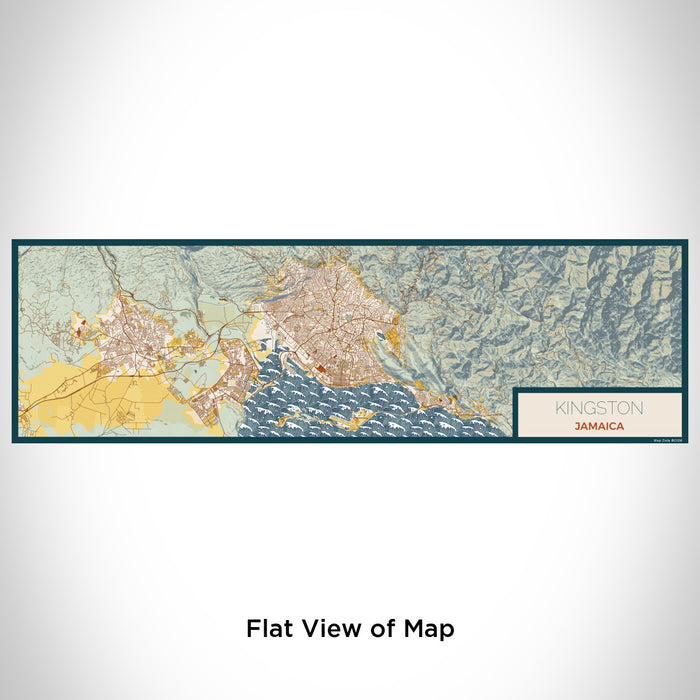 Flat View of Map Custom Kingston Jamaica Map Enamel Mug in Woodblock