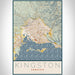 Kingston Jamaica Map Print Portrait Orientation in Woodblock Style With Shaded Background