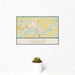 12x18 Kinston North Carolina Map Print Landscape Orientation in Woodblock Style With Small Cactus Plant in White Planter