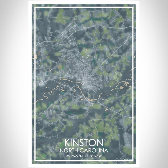 Kinston North Carolina Map Print Portrait Orientation in Afternoon Style With Shaded Background