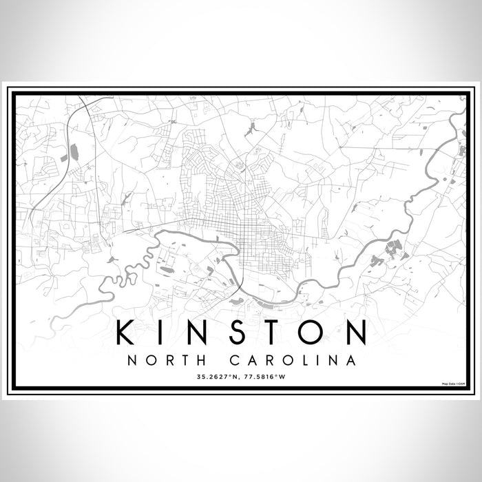 Kinston North Carolina Map Print Landscape Orientation in Classic Style With Shaded Background