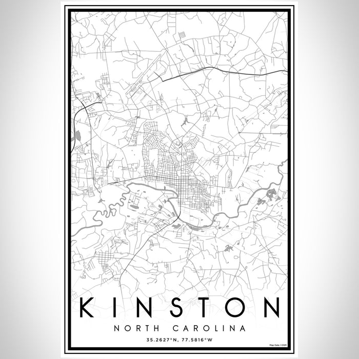 Kinston North Carolina Map Print Portrait Orientation in Classic Style With Shaded Background