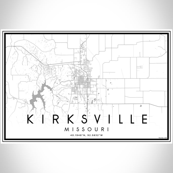 Kirksville Missouri Map Print Landscape Orientation in Classic Style With Shaded Background