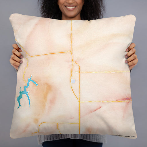 Person holding 22x22 Custom Kirksville Missouri Map Throw Pillow in Watercolor