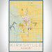 Kirksville Missouri Map Print Portrait Orientation in Woodblock Style With Shaded Background