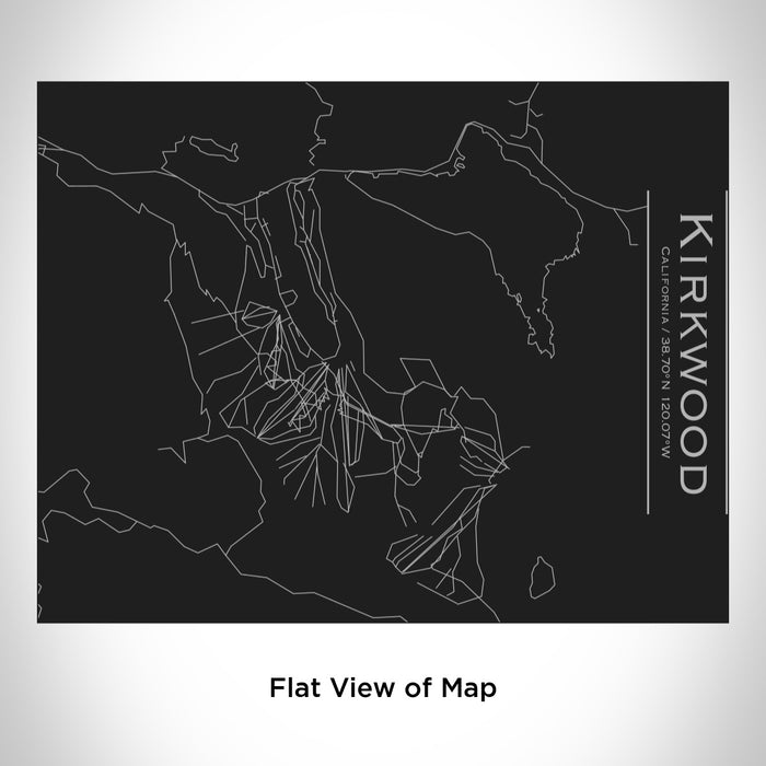 Rendered View of Kirkwood California Map Engraving on 20oz Stainless Steel Insulated Bottle with Bamboo Top in Black