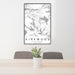 24x36 Kirkwood California Map Print Portrait Orientation in Classic Style Behind 2 Chairs Table and Potted Plant