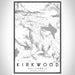 Kirkwood California Map Print Portrait Orientation in Classic Style With Shaded Background