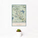 12x18 Kirkwood California Map Print Portrait Orientation in Woodblock Style With Small Cactus Plant in White Planter