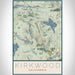 Kirkwood California Map Print Portrait Orientation in Woodblock Style With Shaded Background