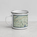 Left View Custom Kirkwood California Map Enamel Mug in Woodblock