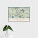 16x24 Kirkwood California Map Print Landscape Orientation in Woodblock Style With Tropical Plant Leaves in Water