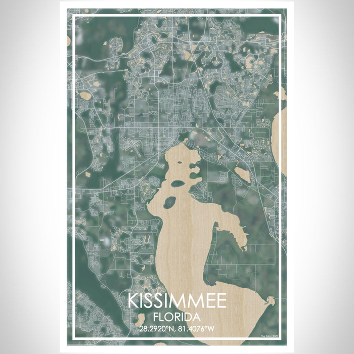 Kissimmee Florida Map Print Portrait Orientation in Afternoon Style With Shaded Background