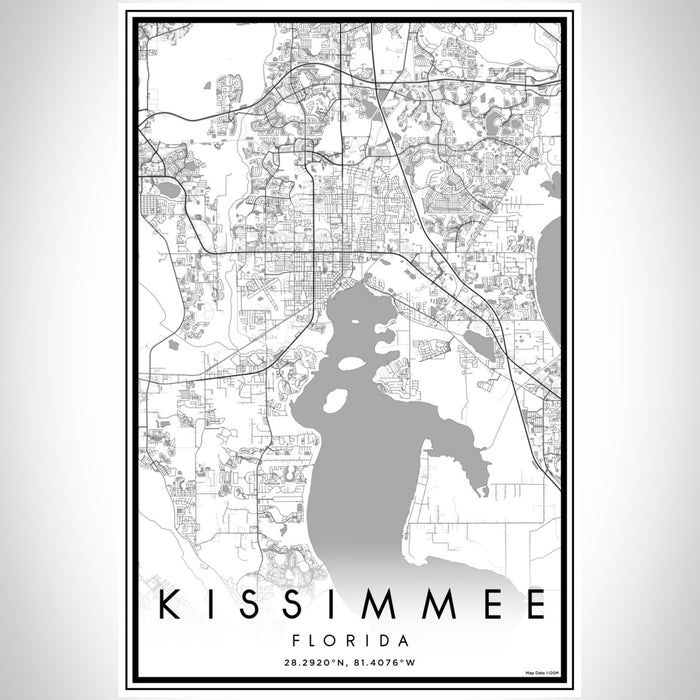 Kissimmee Florida Map Print Portrait Orientation in Classic Style With Shaded Background