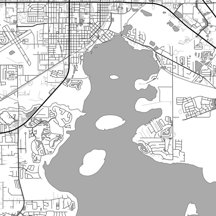 Kissimmee Florida Map Print in Classic Style Zoomed In Close Up Showing Details