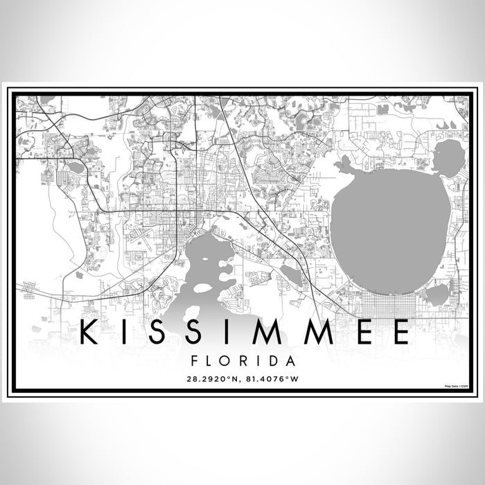 Kissimmee Florida Map Print Landscape Orientation in Classic Style With Shaded Background