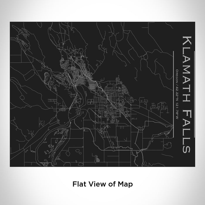 Rendered View of Klamath Falls Oregon Map Engraving on 20oz Stainless Steel Insulated Bottle with Bamboo Top in Black