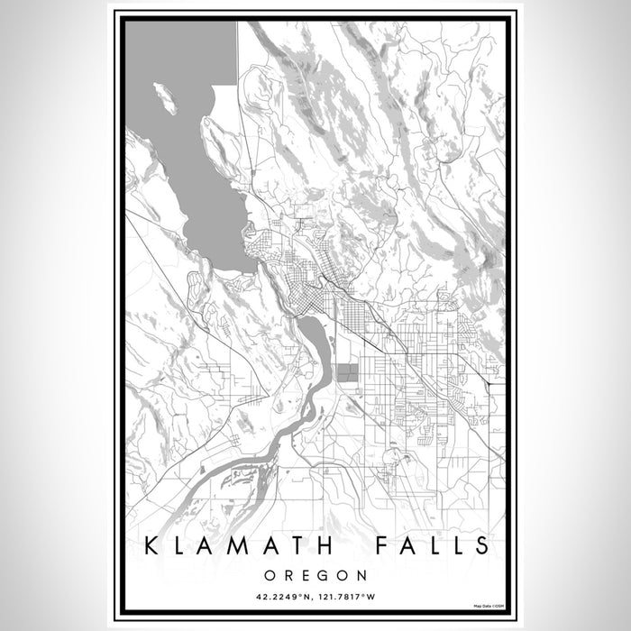 Klamath Falls Oregon Map Print Portrait Orientation in Classic Style With Shaded Background