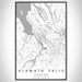Klamath Falls Oregon Map Print Portrait Orientation in Classic Style With Shaded Background