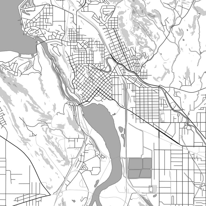 Klamath Falls Oregon Map Print in Classic Style Zoomed In Close Up Showing Details