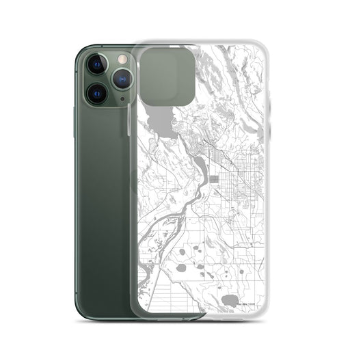 Custom Klamath Falls Oregon Map Phone Case in Classic on Table with Laptop and Plant
