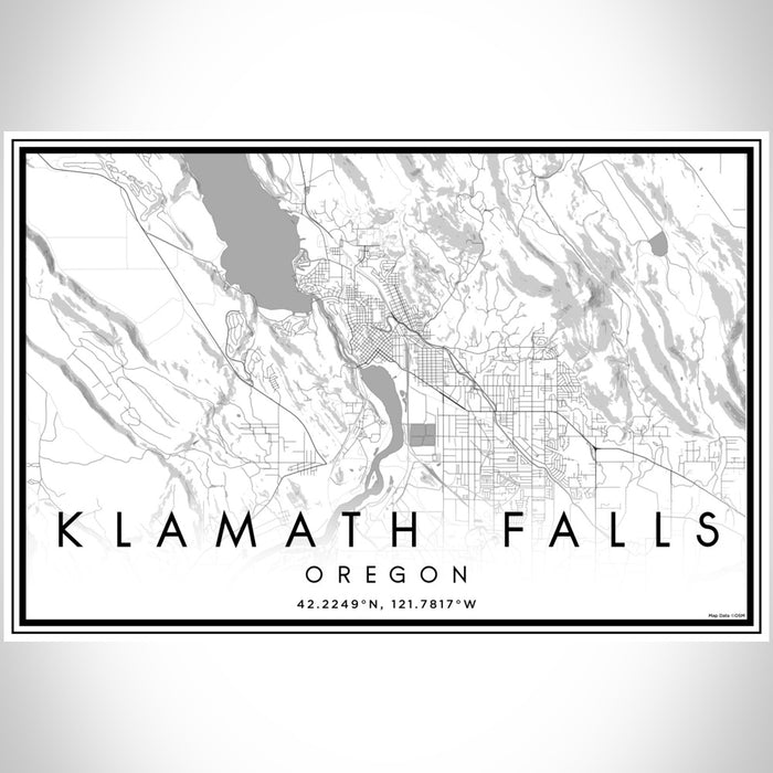 Klamath Falls Oregon Map Print Landscape Orientation in Classic Style With Shaded Background
