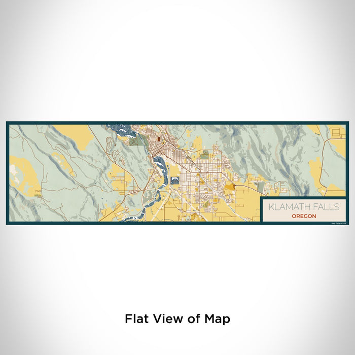 Flat View of Map Custom Klamath Falls Oregon Map Enamel Mug in Woodblock