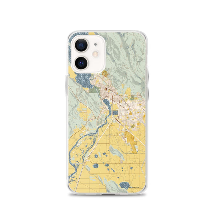 Custom Klamath Falls Oregon Map iPhone 12 Phone Case in Woodblock