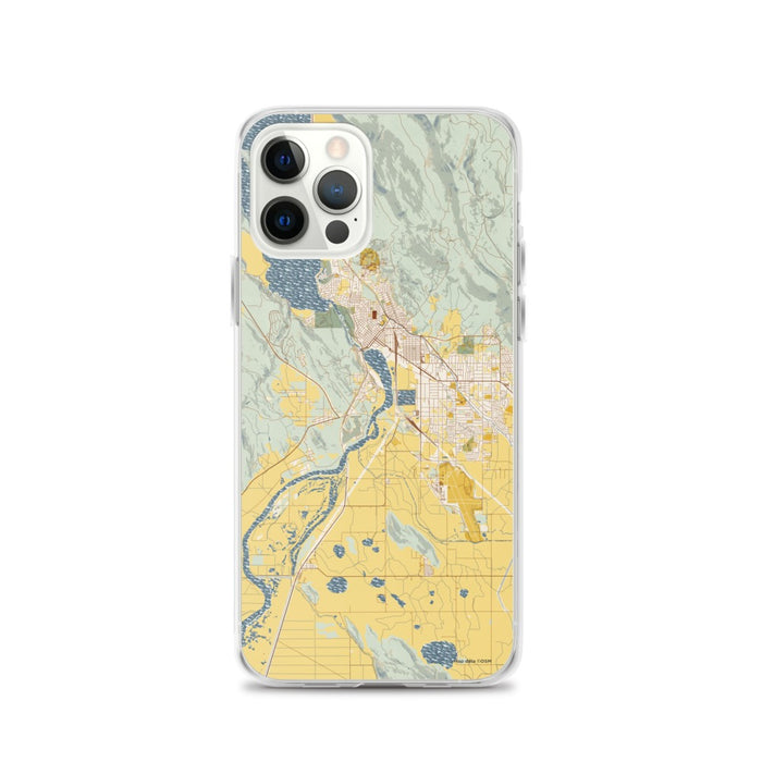 Custom Klamath Falls Oregon Map iPhone 12 Pro Phone Case in Woodblock