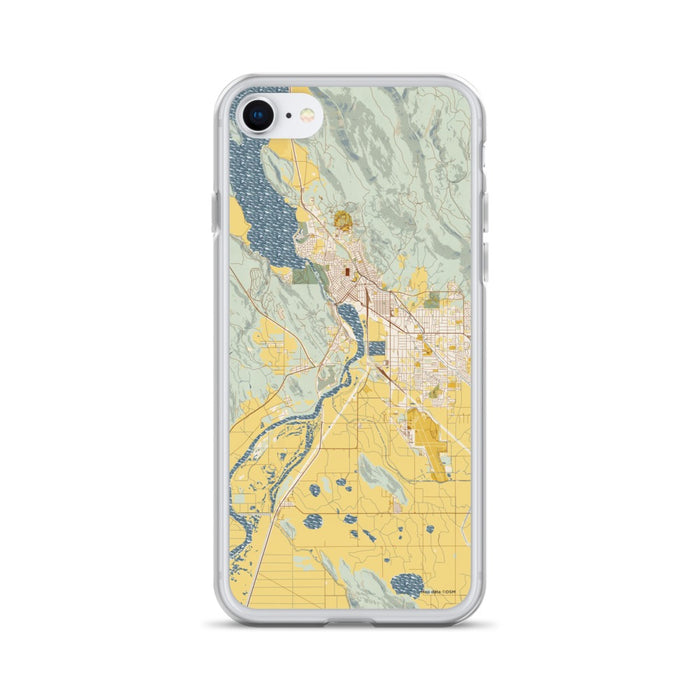 Custom Klamath Falls Oregon Map iPhone SE Phone Case in Woodblock