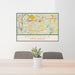 24x36 Knightdale North Carolina Map Print Lanscape Orientation in Woodblock Style Behind 2 Chairs Table and Potted Plant