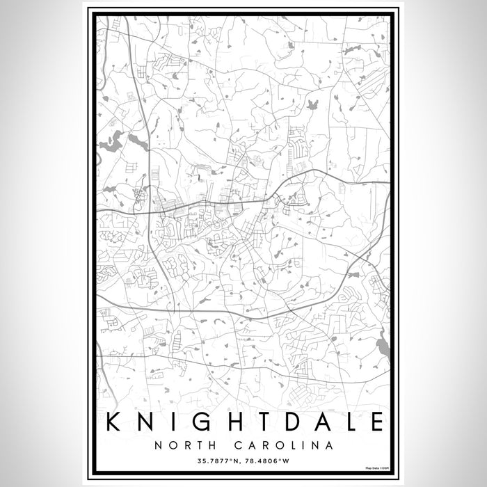 Knightdale North Carolina Map Print Portrait Orientation in Classic Style With Shaded Background