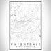 Knightdale North Carolina Map Print Portrait Orientation in Classic Style With Shaded Background