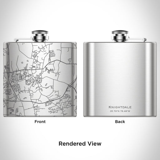 Rendered View of Knightdale North Carolina Map Engraving on 6oz Stainless Steel Flask