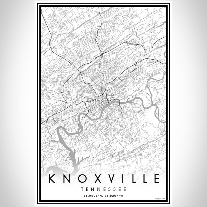 Knoxville Tennessee Map Print Portrait Orientation in Classic Style With Shaded Background