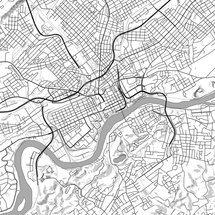 Knoxville Tennessee Map Print in Classic Style Zoomed In Close Up Showing Details