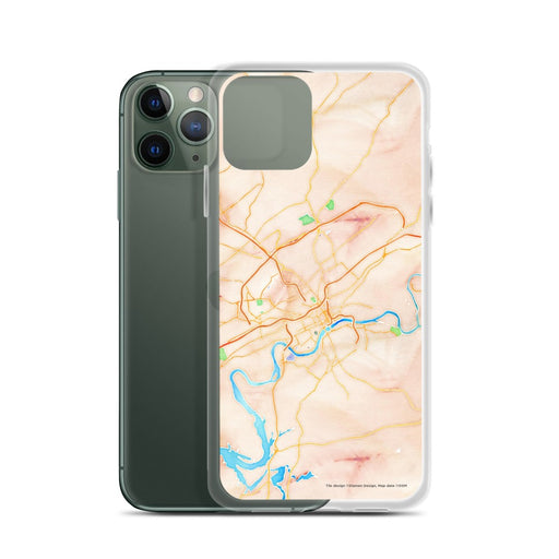Custom Knoxville Tennessee Map Phone Case in Watercolor on Table with Laptop and Plant