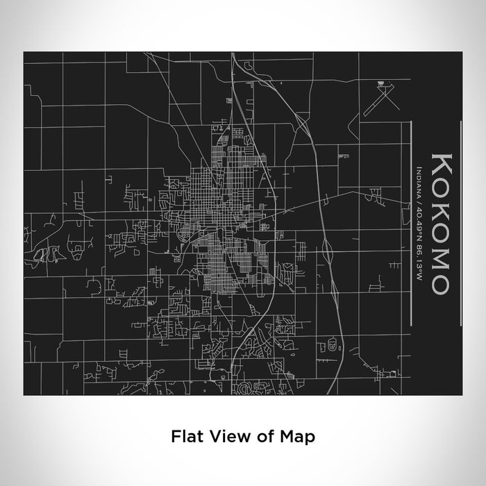 Rendered View of Kokomo Indiana Map Engraving on 20oz Stainless Steel Insulated Bottle with Bamboo Top in Black