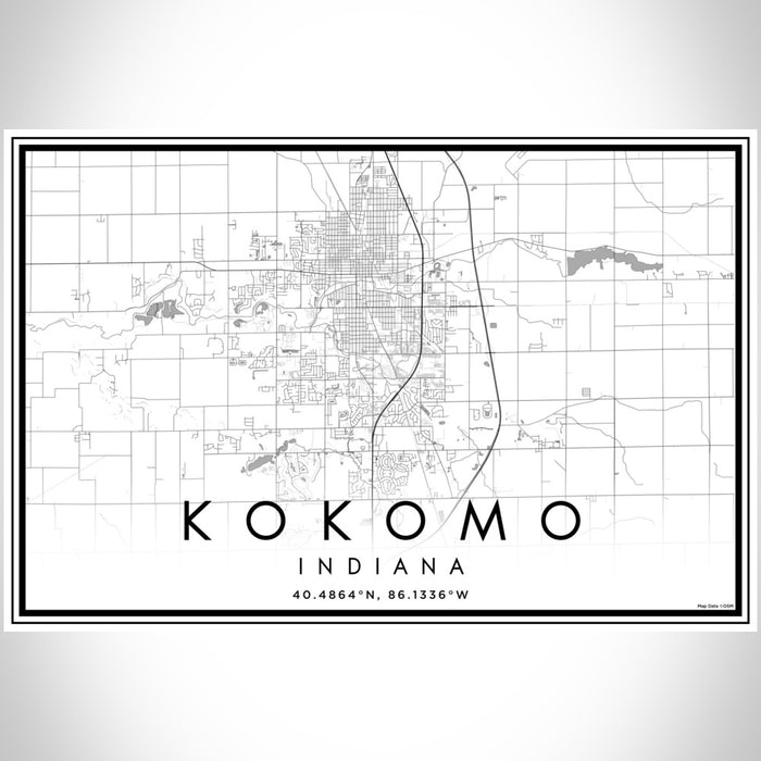 Kokomo Indiana Map Print Landscape Orientation in Classic Style With Shaded Background