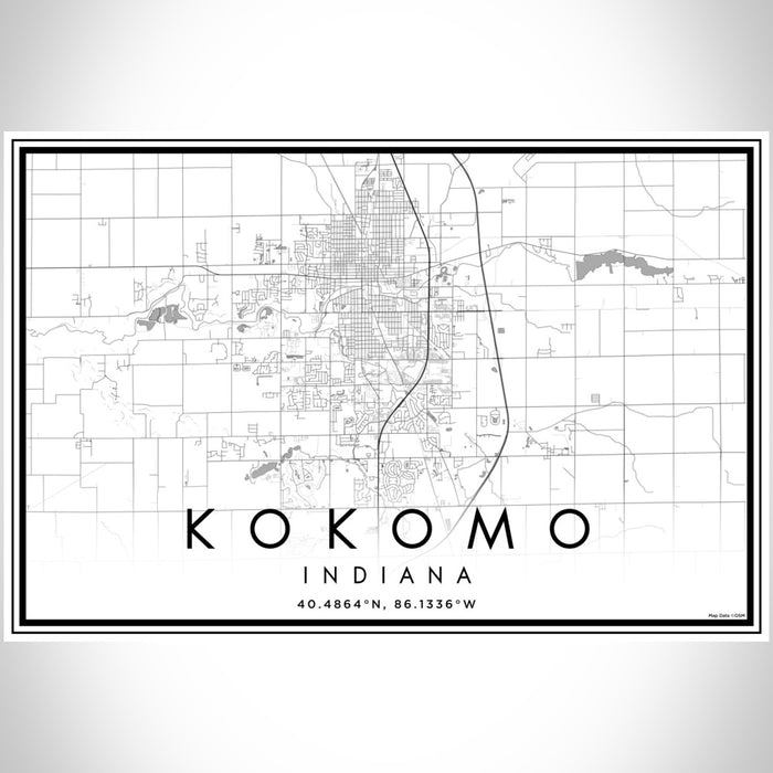 Kokomo Indiana Map Print Landscape Orientation in Classic Style With Shaded Background