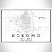 Kokomo Indiana Map Print Landscape Orientation in Classic Style With Shaded Background