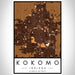Kokomo Indiana Map Print Portrait Orientation in Ember Style With Shaded Background