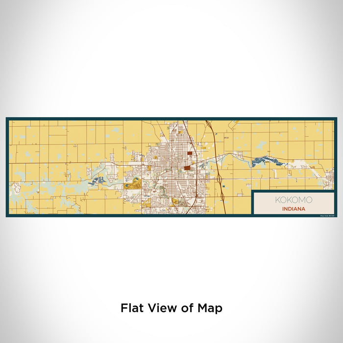 Flat View of Map Custom Kokomo Indiana Map Enamel Mug in Woodblock