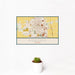 12x18 Kokomo Indiana Map Print Landscape Orientation in Woodblock Style With Small Cactus Plant in White Planter