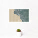 12x18 Kona Hawaii Map Print Landscape Orientation in Afternoon Style With Small Cactus Plant in White Planter