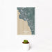 12x18 Kona Hawaii Map Print Portrait Orientation in Afternoon Style With Small Cactus Plant in White Planter