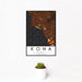 12x18 Kona Hawaii Map Print Portrait Orientation in Ember Style With Small Cactus Plant in White Planter